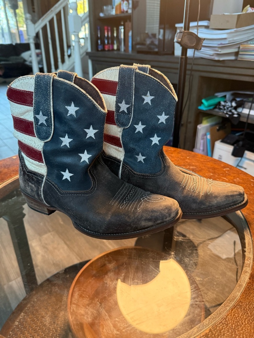 Roper Women's Americana Ankle Cowboy Boots - Blue, Red & White